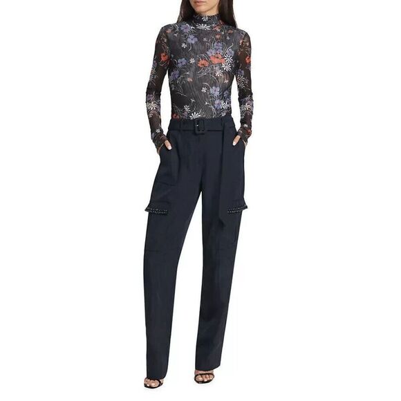 New $495 Cinq A Sept Porsha Belted Cargo Pants Navy Size 4 - Picture 4 of 6